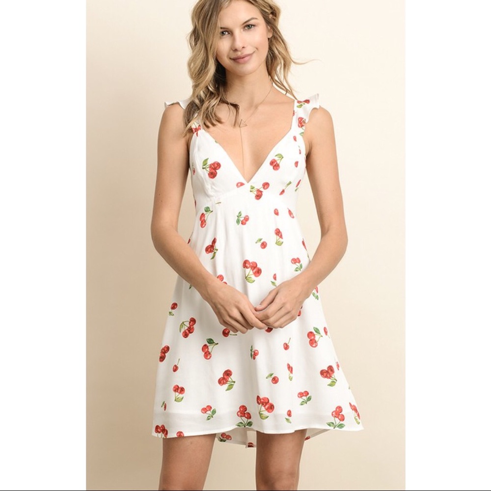 🍒Cherries Anyone? Back Ruffle Detail Dress 🍒